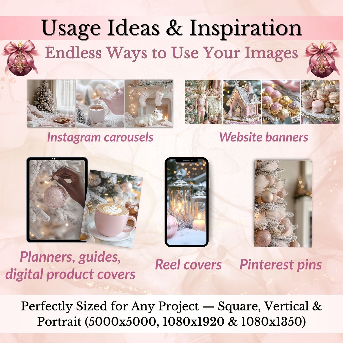 Pink and Gold Christmas Stock Images with MRR