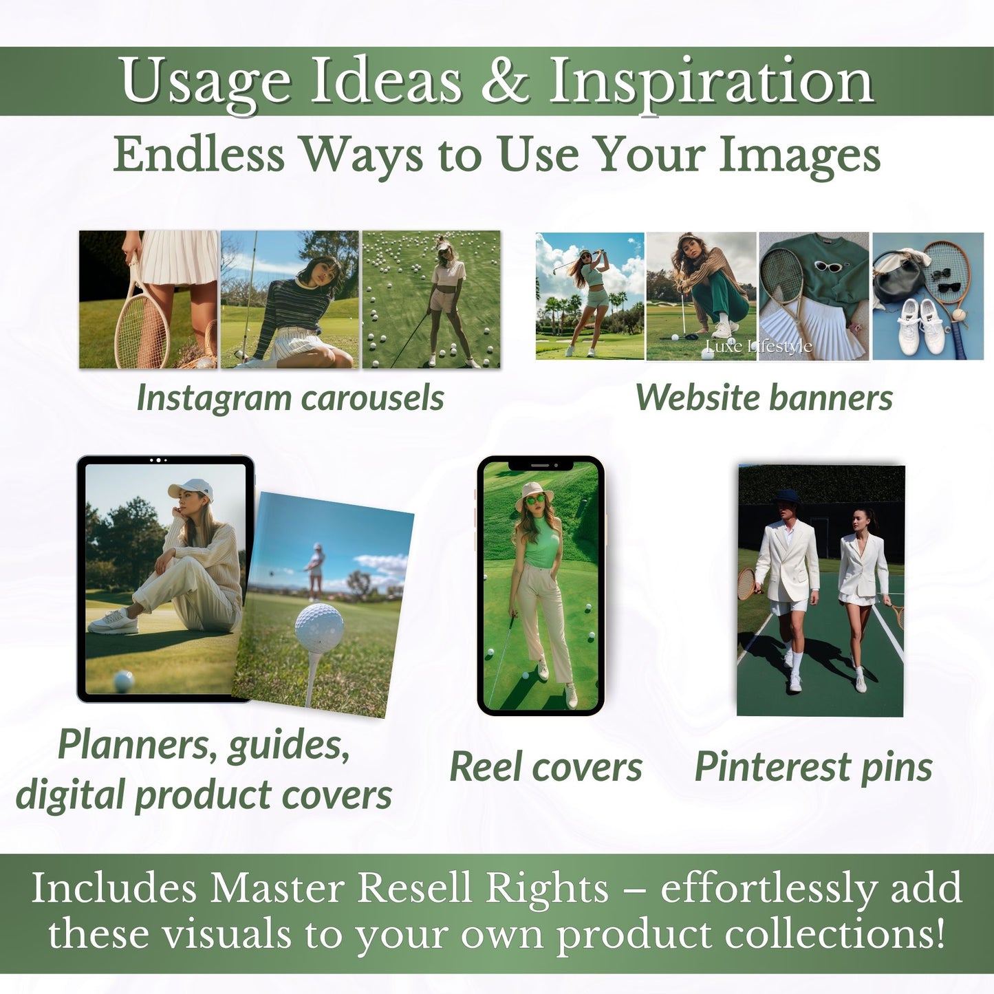 Country Club Tennis and Golf Stock Image Bundle