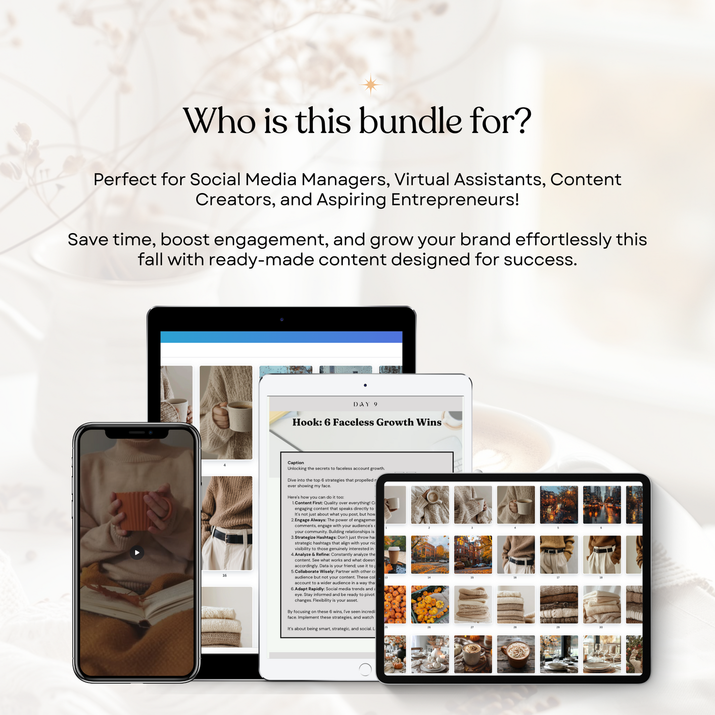 Cozy Fall Content Creation Kit: 100 Videos, 30 Captions, 250 Images