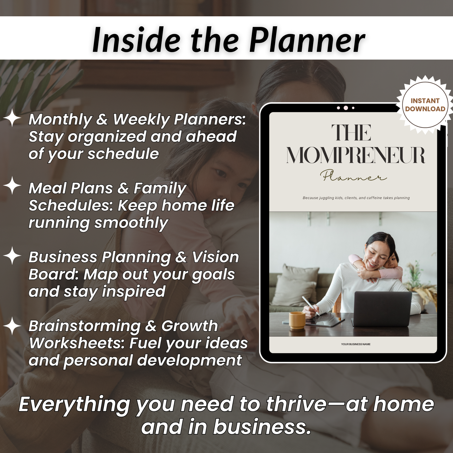 Mompreneur Printable Digital Planner MRR