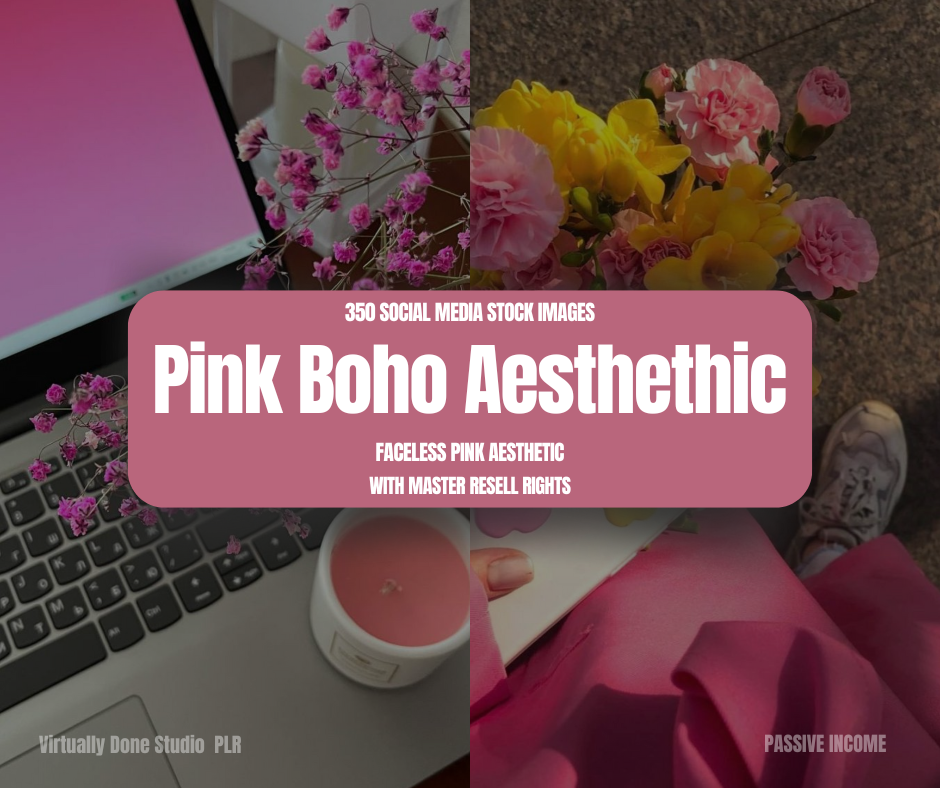 Pink Boho Aesthethic Stock Image Bundle