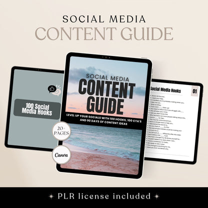 PLR Social Media Content Guide: Level up your socials with 100 Hooks, 100 CTA's and 90 Days of Content Ideas