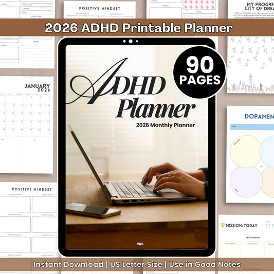 Neutral 2026 ADHD Printable Planner