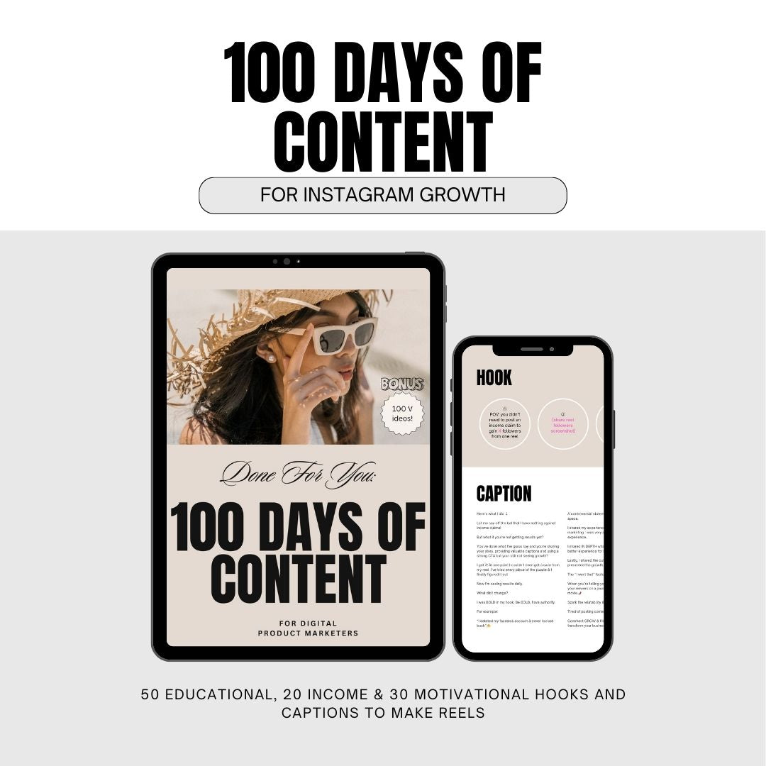 100 Done For You Hooks With Captions Guide For Faceless Digital Marketing Canva Templates