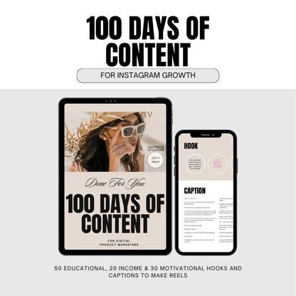 100 Done For You Hooks With Captions Guide For Faceless Digital Marketing Canva Templates