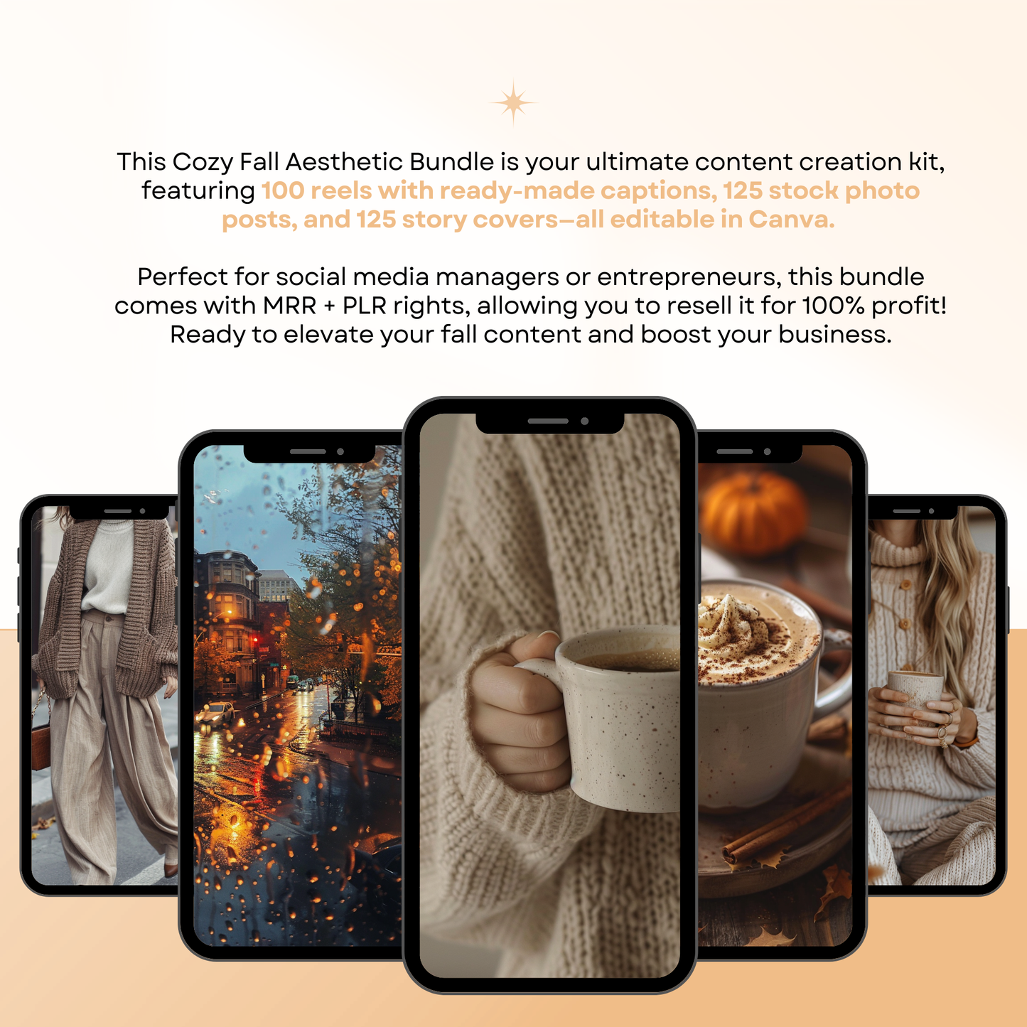 Cozy Fall Content Creation Kit: 100 Videos, 30 Captions, 250 Images