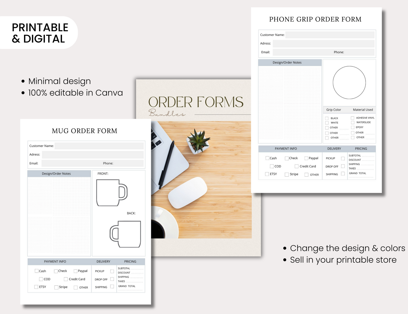 Printable Order Forms Bundle – Virtually Done Studio PLR
