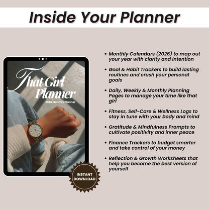 Neutral 2026 That Girl Printable Planner