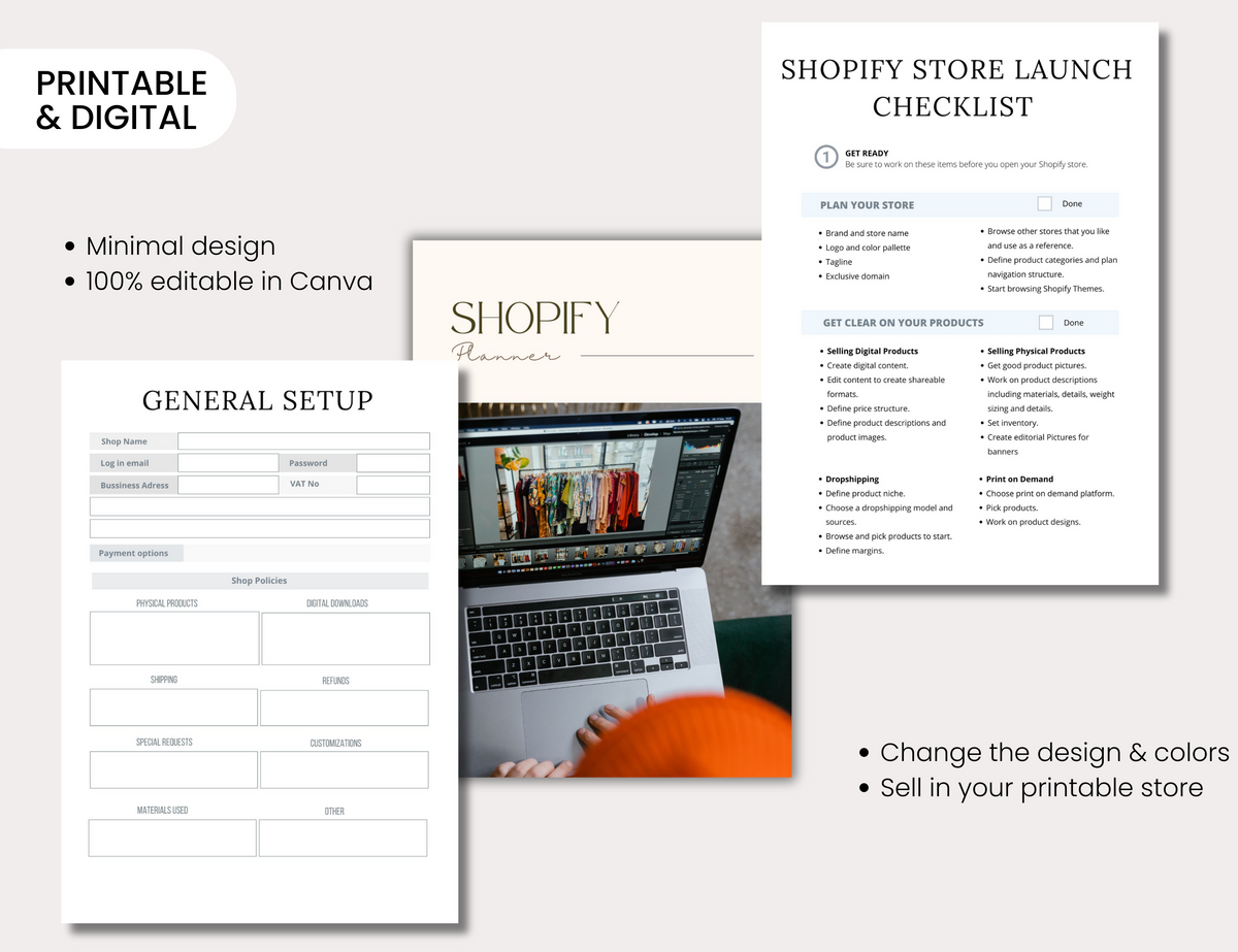 Printable Shopify Store Planner – Virtually Done Studio PLR