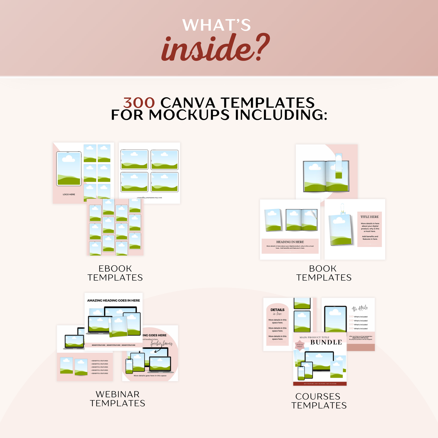 300 Digital Product Listing Mockups - Edit in Canva