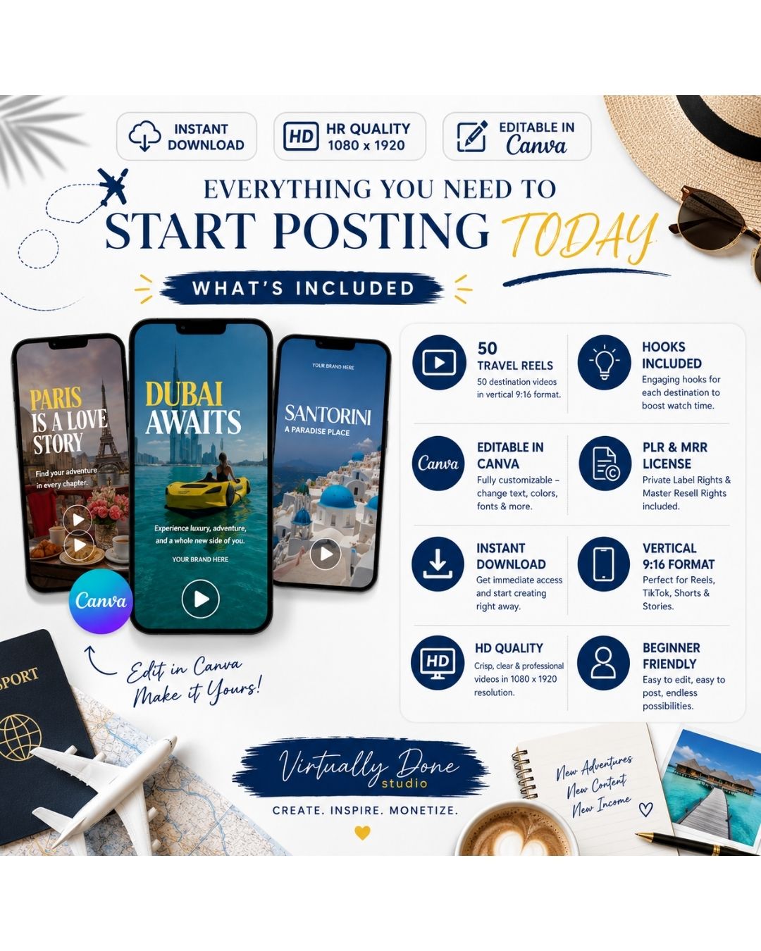 Travel Destination with Country Hooks Video Bundle For Travelers