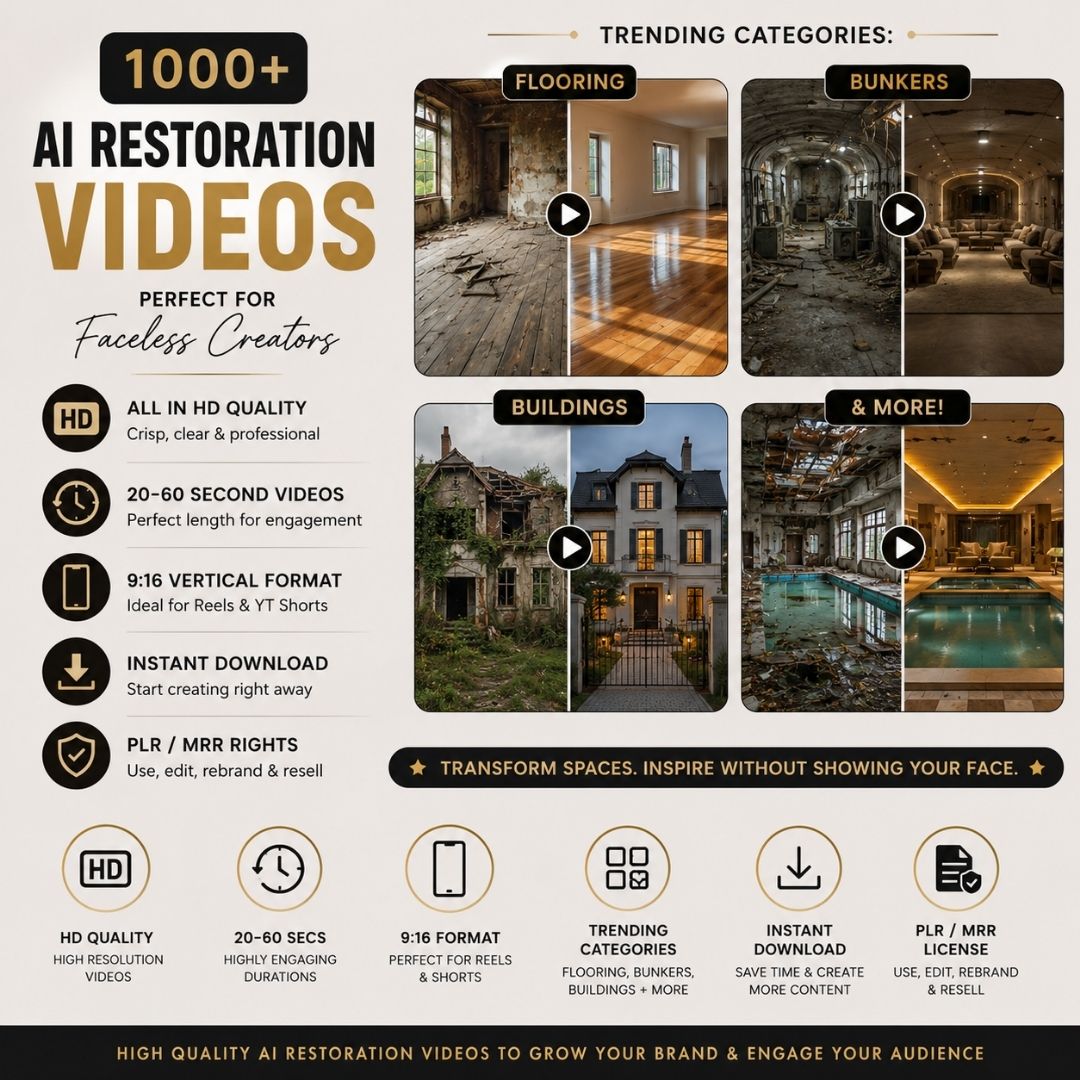 1,000 Restoration  Video Bundle: Bunker, Home, Building and more Ai Makeover Videos