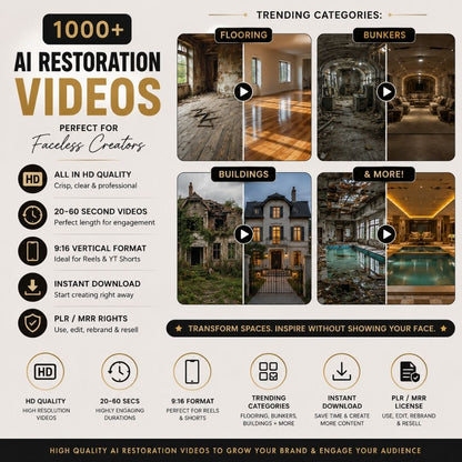 1,000 Restoration  Video Bundle: Bunker, Home, Building and more Ai Makeover Videos