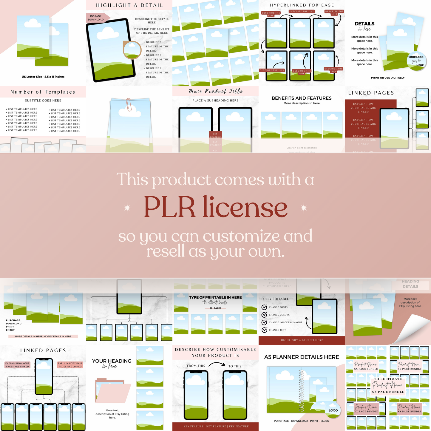 300 Digital Product Listing Mockups - Edit in Canva