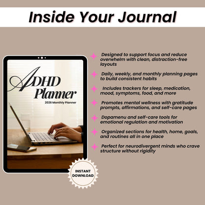 Neutral 2026 ADHD Printable Planner