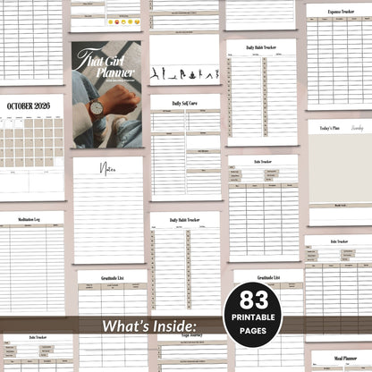 Neutral 2026 That Girl Printable Planner