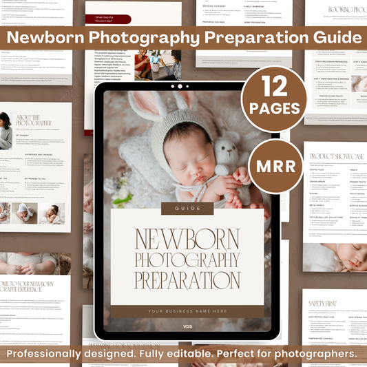 Newborn Photography Client Prep Guide (MRR) – Canva Template