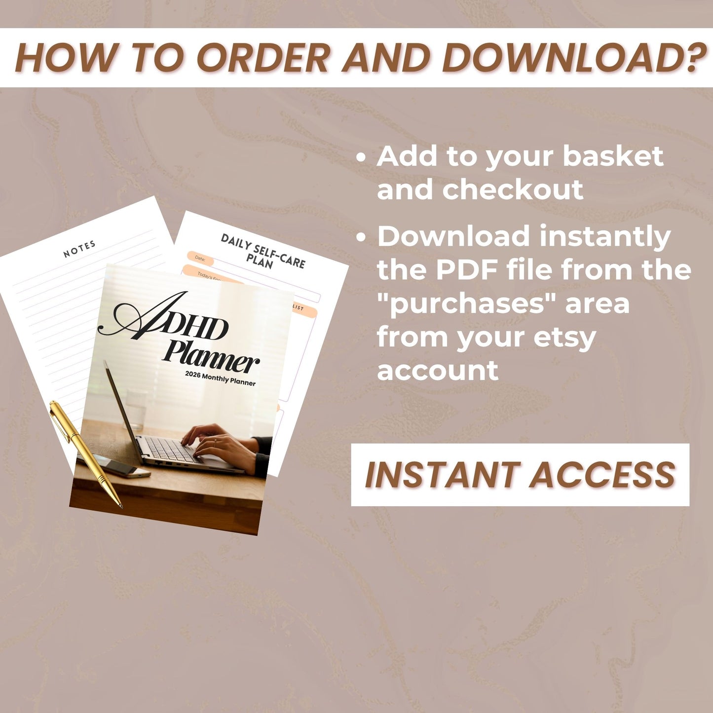 Neutral 2026 ADHD Printable Planner