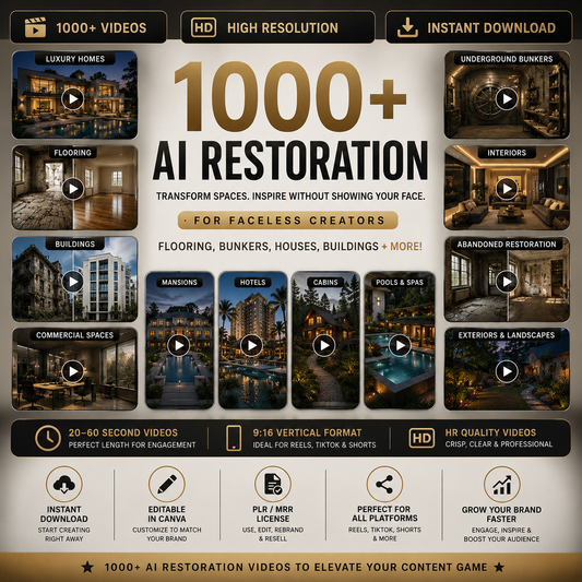 1,000 Restoration  Video Bundle: Bunker, Home, Building and more Ai Makeover Videos