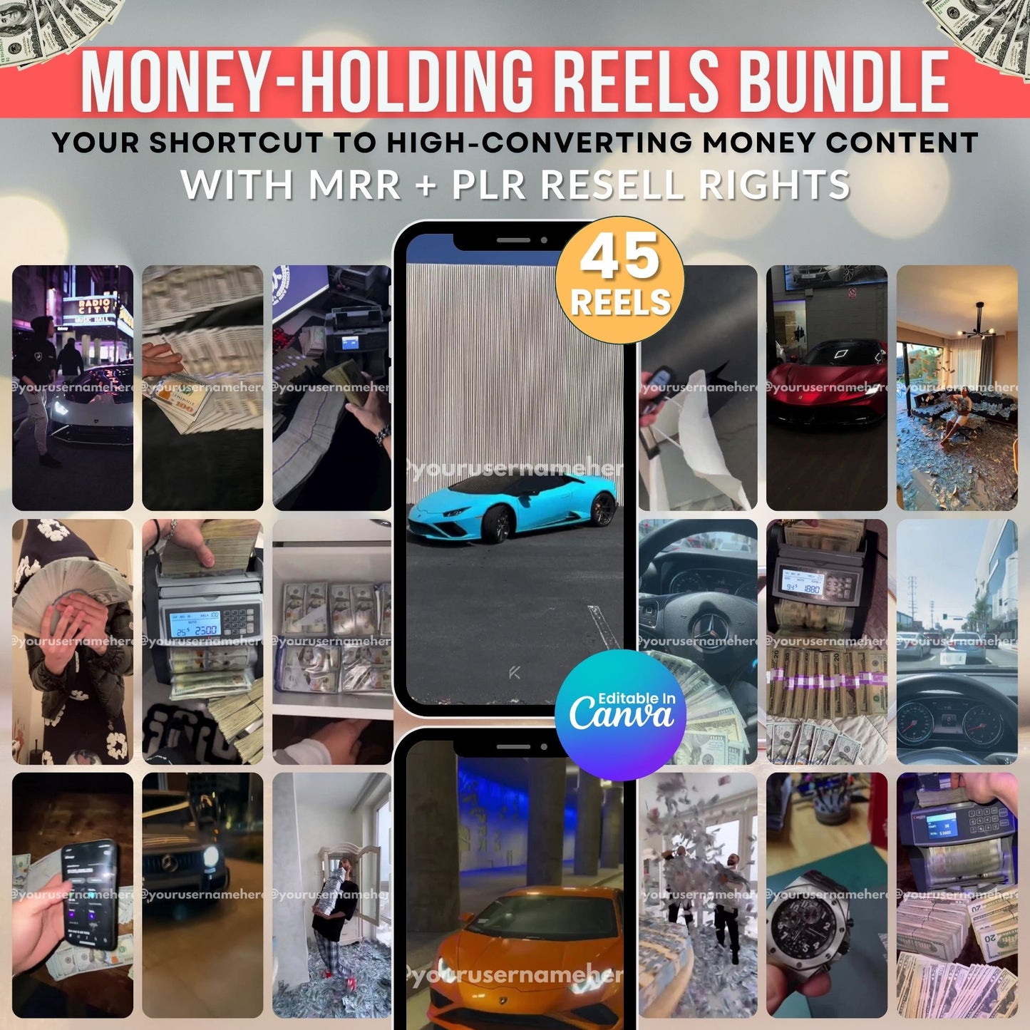 Faceless Money Holding Cash Video Reels Bundle