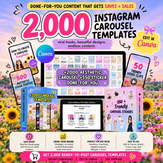 2,000+ Instagram Carousel Templates for Canva | Social Media Content Bundle