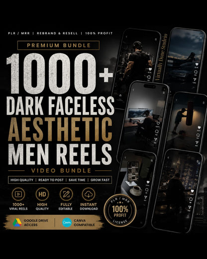 1,000 Men Dark Aesthetic Reels: Home, Gym, Study, Work From Home, Vacation and Lifestyle