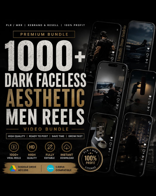 1,000 Men Dark Aesthetic Reels: Home, Gym, Study, Work From Home, Vacation and Lifestyle
