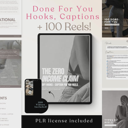 The Zero Income Claim Guide - 90 days of captions, hooks and 100 videos