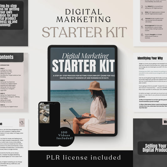 PLR Digital Marketing Starter kit w/ 100 Faceless Videos + Ebook